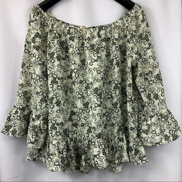 Sanctuary Tops - SANCTUARY Floral Ruffle Trim OfftheShoulder Blouse